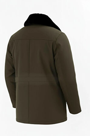 Erkek Yeşil Yakası Çıkartılabilir Kürklü Su İtici İçi Kürklü Kaban – Rüzgar Geçirmez, Hafif ve Dayanıklı