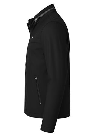 Erkek Siyah Pamuk Polyester Karışımlı Su İtici İçi Kürklü Kaban – Rüzgar Geçirmez, Hafif ve Dayanıklı