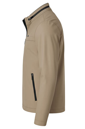 Erkek Krem Pamuk Polyester Karışımlı Su İtici İçi Kürklü Kaban – Rüzgar Geçirmez, Hafif ve Dayanıklı