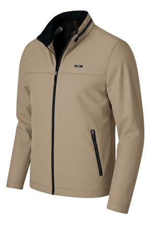 Erkek Krem Pamuk Polyester Karışımlı Su İtici İçi Kürklü Kaban – Rüzgar Geçirmez, Hafif ve Dayanıklı