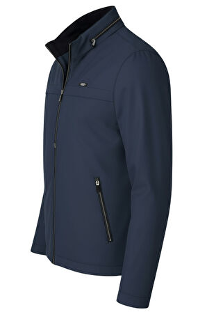 Erkek Lacivert Pamuk Polyester Karışımlı Su İtici İçi Kürklü Kaban – Rüzgar Geçirmez, Hafif ve Dayanıklı