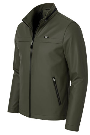 Erkek Yeşil Pamuk Polyester Karışımlı Su İtici İçi Kürklü Kaban – Rüzgar Geçirmez, Hafif ve Dayanıklı