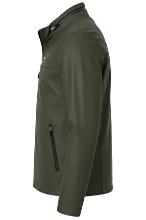 Erkek Yeşil Pamuk Polyester Karışımlı Su İtici İçi Kürklü Kaban – Rüzgar Geçirmez, Hafif ve Dayanıklı