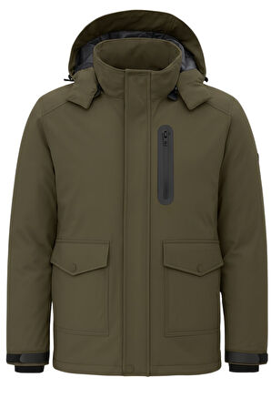 Erkek Yeşil Outdoor Su Geçirmez Kapüşonlu Kışlık Kaban – Rüzgar ve Yağmura Dayanıklı