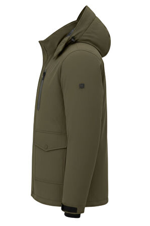 Erkek Yeşil Outdoor Su Geçirmez Kapüşonlu Kışlık Kaban – Rüzgar ve Yağmura Dayanıklı