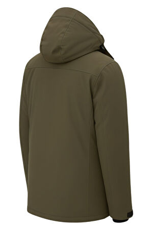 Erkek Yeşil Outdoor Su Geçirmez Kapüşonlu Kışlık Kaban – Rüzgar ve Yağmura Dayanıklı