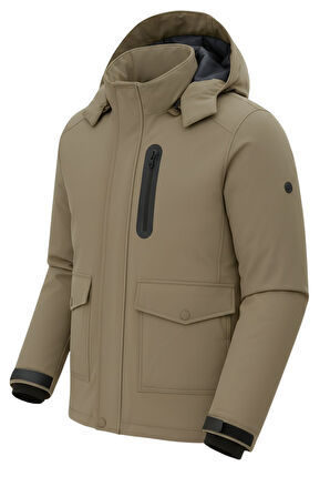 Erkek Kahverengi Outdoor Su Geçirmez Kapüşonlu Kışlık Kaban – Rüzgar ve Yağmura Dayanıklı