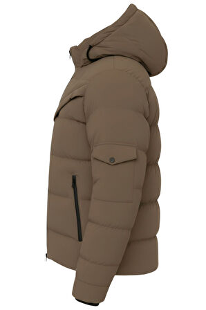 Erkek Kahverengi Erkek Outdoor Su Geçirmez Kapüşonlu Kışlık Kaban – Rüzgar ve Yağmura Dayanıklı  Mont&Kaban