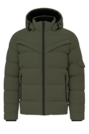 Erkek Yeşil Erkek Outdoor Su Geçirmez Kapüşonlu Kışlık Kaban – Rüzgar ve Yağmura Dayanıklı  Mont&Kaban