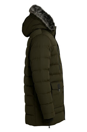 Erkek Yeşil Erkek Outdoor Su Geçirmez Kapüşonlu Kışlık Kaban – Rüzgar ve Yağmura Dayanıklı  Mont&Kaban