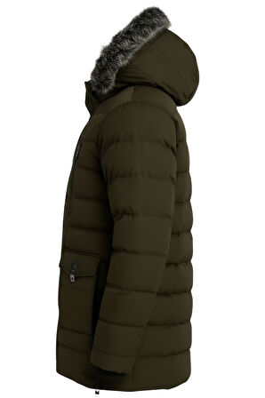 Erkek Yeşil Erkek Outdoor Su Geçirmez Kapüşonlu Kışlık Kaban – Rüzgar ve Yağmura Dayanıklı  Mont&Kaban