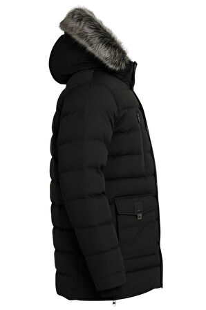 Erkek Siyah Erkek Outdoor Su Geçirmez Kapüşonlu Kışlık Kaban – Rüzgar ve Yağmura Dayanıklı  Mont&Kaban