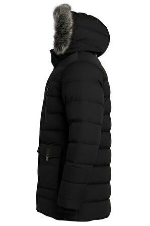 Erkek Siyah Erkek Outdoor Su Geçirmez Kapüşonlu Kışlık Kaban – Rüzgar ve Yağmura Dayanıklı  Mont&Kaban