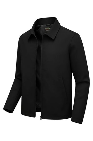 Siyah Erkek Pamuk Polyester Karışımlı Yakalı Bonded Kumaş Su Ve Rüzgar Geçirmez Mevsimlik&Yazlık Mont