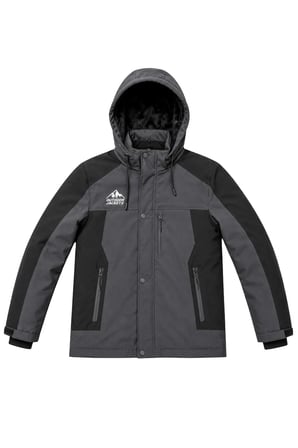 Erkek Gri Softshell Mont Kapüşonlu Kışlık Suya Dayanıklı Fermuarlı Cepli Outdoor Mont