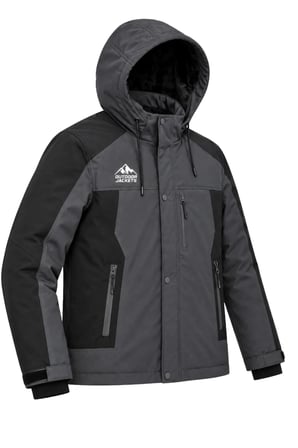 Erkek Gri Softshell Mont Kapüşonlu Kışlık Suya Dayanıklı Fermuarlı Cepli Outdoor Mont