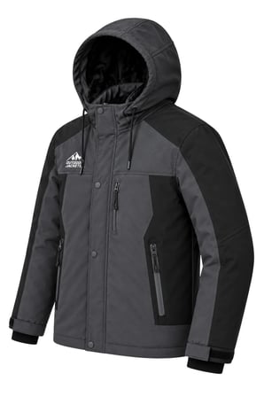 Erkek Gri Softshell Mont Kapüşonlu Kışlık Suya Dayanıklı Fermuarlı Cepli Outdoor Mont