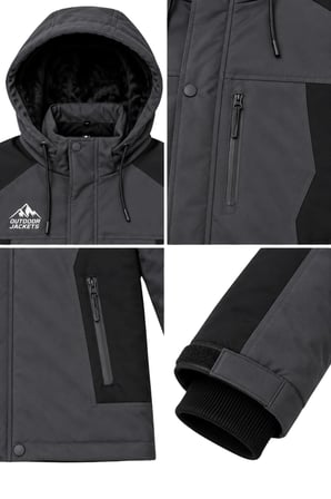 Erkek Gri Softshell Mont Kapüşonlu Kışlık Suya Dayanıklı Fermuarlı Cepli Outdoor Mont