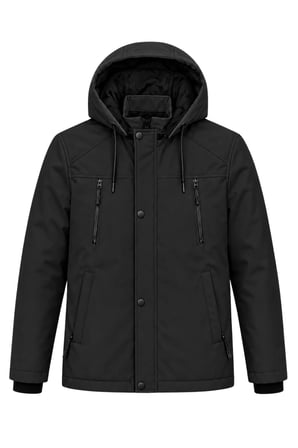 Erkek Siyah Softshell Mont Kapüşonlu Kışlık Suya Dayanıklı Fermuarlı Cepli Outdoor Mont