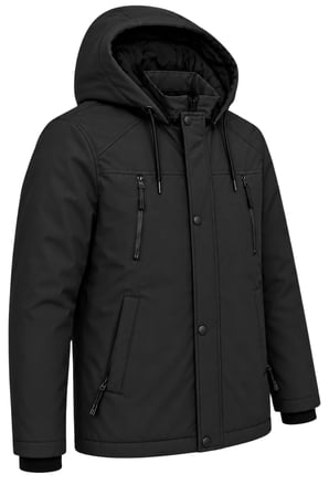 Erkek Siyah Softshell Mont Kapüşonlu Kışlık Suya Dayanıklı Fermuarlı Cepli Outdoor Mont