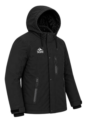 Erkek Siyah Softshell Mont Kapüşonlu Kışlık Suya Dayanıklı Fermuarlı Cepli Outdoor Mont