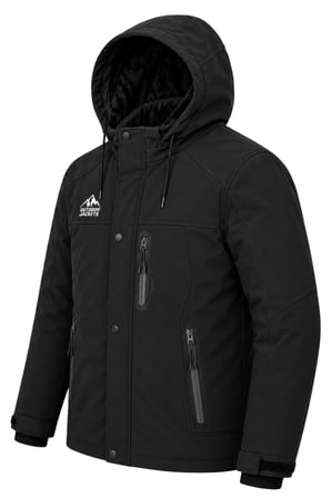 Erkek Siyah Softshell Mont Kapüşonlu Kışlık Suya Dayanıklı Fermuarlı Cepli Outdoor Mont