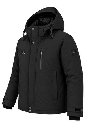 Erkek Siyah Kapüşonlu Kışlık Softshell Suya Dayanıklı Fermuarlı Cepli Outdoor Mont