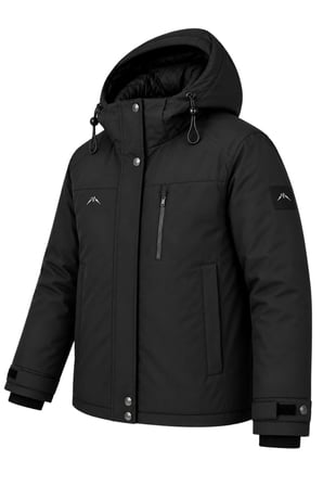Erkek Siyah Kışlık Mont Kapüşonlu Suya Dayanıklı Fermuarlı Çok Cepli Outdoor Mont&Kaban