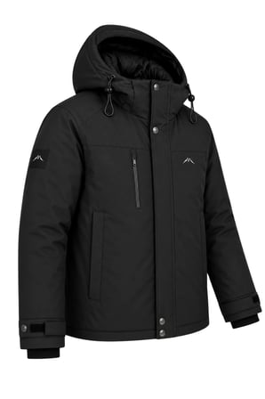 Erkek Siyah Kışlık Mont Kapüşonlu Suya Dayanıklı Fermuarlı Çok Cepli Outdoor Mont&Kaban