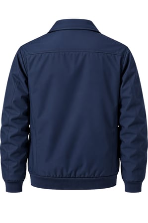 Erkek Lacivert Harrington Ceket – Üçgen Armalı, Ekose Astarlı, Ribanalı, Fermuarlı Premium Mont
