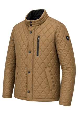 Erkek Kahverengi Standart Fit Normal Kesim İçi Kürklü Dik Yaka Çıtçıtlı Dolgulu Desenli Overcoat