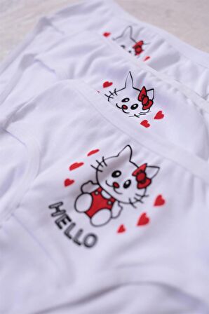 Gümüş 3'lü Kız Çocuk Hello Kitty Desenli Slip Külot