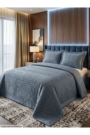 Premium Kabartma Dokulu Royal Model Çift Kişilik Yatak Örtüsü – 2 Adet Yastık Kılıfı Dahil 250 x 260