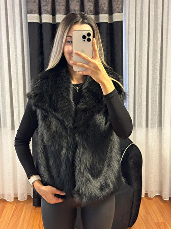 Lolita Kürk Yelek Siyah