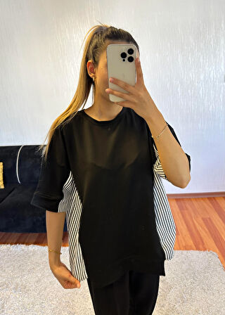 Siyah Garnili Oversize Takım