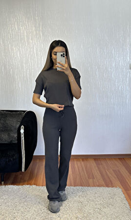 Fitilli Esnek Kumaş Basic Takım Antrasit