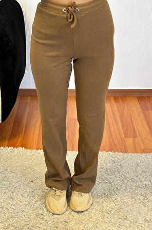 Fitilli Esnek Kumaş Basic Takım Camel