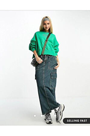 Sportswear Phoenix Fleece Oversized Cropped Crew Printed Kadın Sweatshirt NDDSPORT