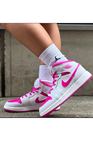 Air Jordan 1 Mid Bred Toe (W) Unisex Spor Ayakkabı