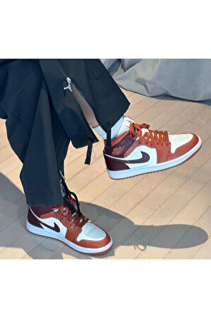 Air Jordan 1 Mid Bred Toe (W) Unisex Spor Ayakkabı