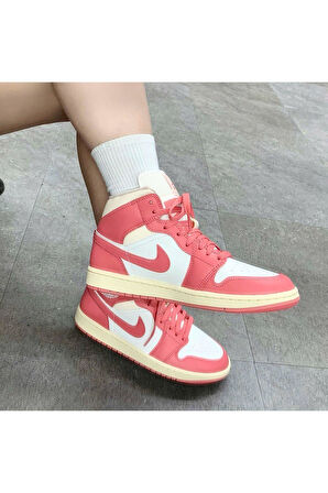 Air Jordan 1 Mid Bred Toe (W) Unisex Spor Ayakkabı