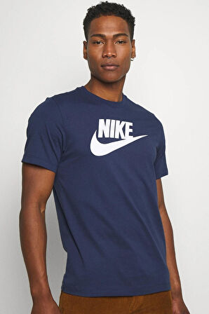 Sportswear Futura Swoosh Logo Tee T Shirt Unisex Baskılı Tişört Lacivert