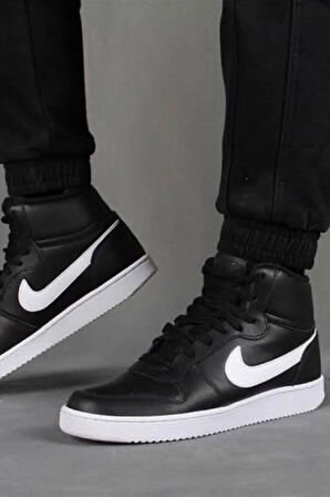 Ebernon Mid Triple Leather Erkek Sneaker Hakiki Deri Bilekli Spor Ayakkabı Siyah