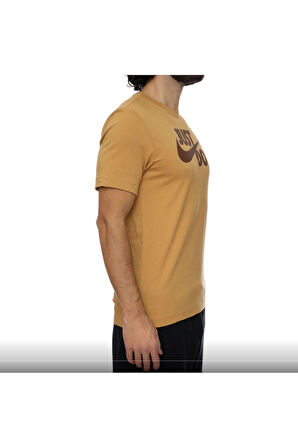 Just Do It Swoosh Erkek Günlük Stil Kahverengi Tişört