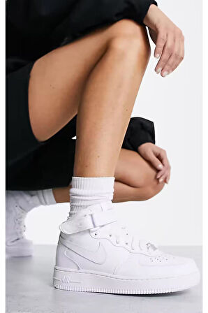 Air Force 1 Mid Kadın Deri Bilekli Günlük Spor Ayakkabı ( Dar Kalıp )