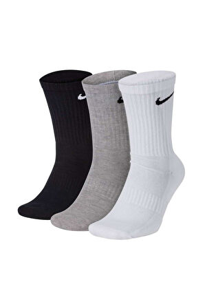 Unisex 3'lü Paket Spor Çorap - Günlük, Pamuklu Yastıklı Crew, einfarbig