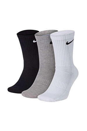 Unisex 3'lü Paket Spor Çorap - Günlük, Pamuklu Yastıklı Crew, einfarbig