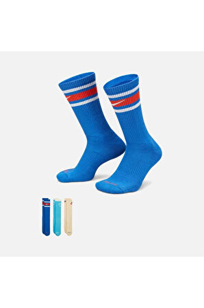 Dri-Fit Everyday Plus Cushioned Crew Retro Style Atlethic Training (3 Pairs) Unisex Çorap