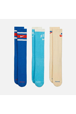 Dri-Fit Everyday Plus Cushioned Crew Retro Style Atlethic Training (3 Pairs) Unisex Çorap