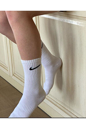 3'lü Beyaz Unisex Çorap Antrenman Veya Günlük ( Uzun)